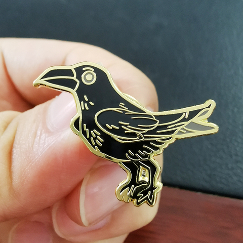 Black Raven Enamel Pin Gothic witchcraft jewelry for Crow lovers ► Photo 1/2