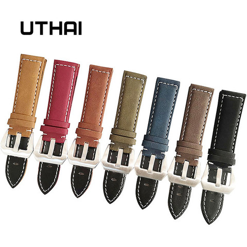 UTHAI P12 18/20/22/24mm Watch Strap Genuine leather Watch Band 18-24mm Watch Accessories High Quality 22mm Leather Watch Strap ► Photo 1/6