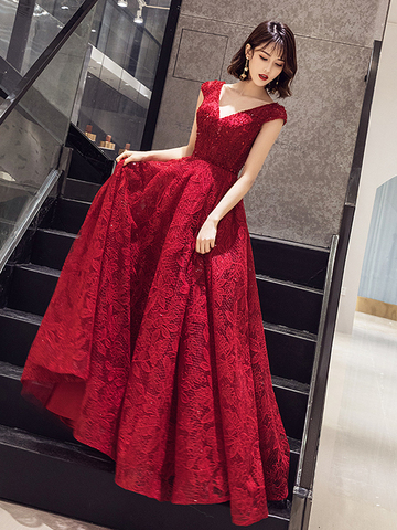 Long Evening Dresses Cap Sleeves Lace sequins Prom Dress Elegant Beading Embroidery Formal Gowns vestidos de gala Ladies Gown ► Photo 1/6