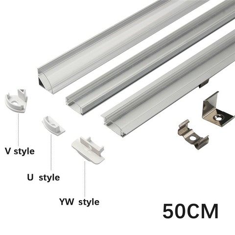 1set 50cm LED Bar Lights Aluminium Profile Transparent/Milky Cover U/V/YW Style Shaped for LED Strip Light Parts ► Photo 1/6