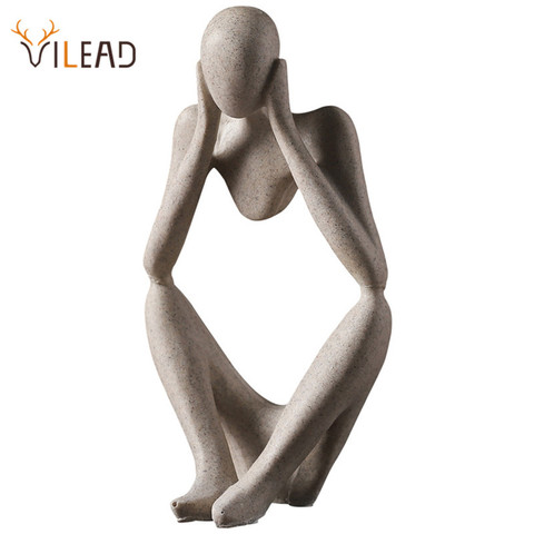 VILEAD Nordic Abasract Thinker Statue Resin Figurine Office Home  Decoration Desktop Decor Handmade Crafts Sculpture Modern Art ► Photo 1/6