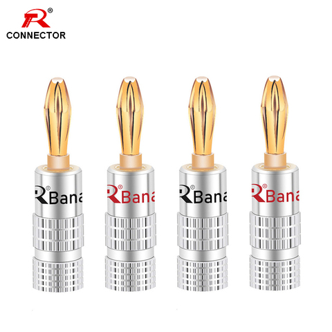 2pcs Banana Connector 4mm Speaker banana plugs 24K Brass gold plated 4mm Banana Jack match with 4mm binding post ► Photo 1/6