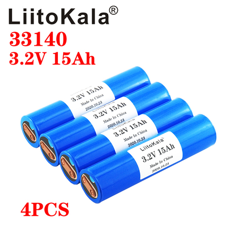 4pcs LiitoKala 33140 3.2v 15Ah lifepo4 lithium batteries 3.2V Cells for diy 12v 24v e bike e-scooter power tools Battery pac ► Photo 1/6