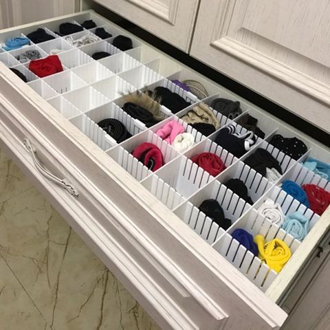 Drawer Dividers, Drawer Divider Organizers 5PCS DIY Plastic Grid Adjustable Plastic Divider Household Storage Makeup ► Photo 1/6