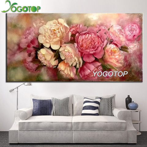 large  5D Diy Daimond Painting pink Flowers Peony 3D Diamond mosaic kit Full Rhinestone love picture Embroidery Diamant YY2490 ► Photo 1/6