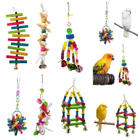 Cockatiel Parrot Toys Parrot Bite Swing Toys Colorful Wooden Bar Bird Toys Cage Hanging Ornament Pet Bird Supplies ► Photo 1/6