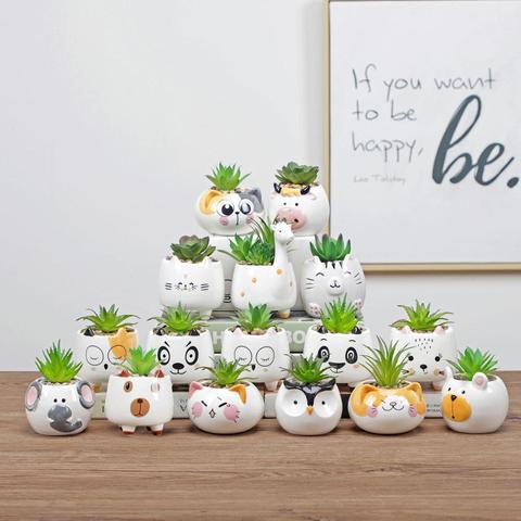 20 shape Cute Animal Flower Pot Ceramic Vase Planter Desktop Ornaments Home Decor Garden Pot Succulent Pot Plant Pots ► Photo 1/6