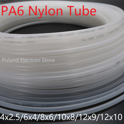 Diameter 2.5 4 6 8 9 10 12 mm High Pressure PA6 Nylon Tube Pneumatic Air Compressor Smooth Rigid Polyamide Oil Pipe Clear Black ► Photo 1/6