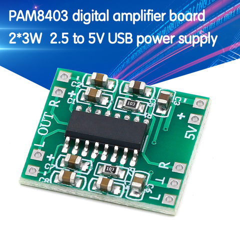 10PCS PAM8403 module Super digital amplifier board 2 * 3W Class D digital amplifier board efficient 2.5 to 5V USB power supply ► Photo 1/6