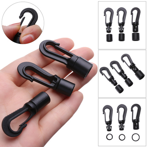 5PCS Black POM Plastic Snap Hook Clip Shock Tie Cord Ends Safety Lock Rope Buckles Outdoor Camp Clothesline Hook Accessories ► Photo 1/6
