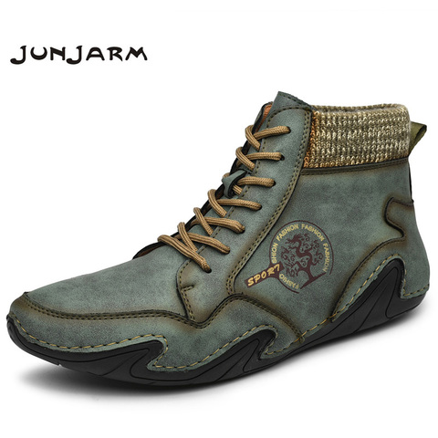 JUNJARM Brand Men Boots High Quality Leather Men Ankle Boots Handmade Breathable Men Sneakers Mens Footwear Plus Size 38-48 ► Photo 1/6