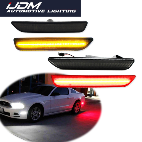 iJDM For 2010-2022 Ford Mustang Car LED Front Amber/White & Rear Red Sidemarker Lights, Bumper Fender/Side Marker Blinker Lamp ► Photo 1/6