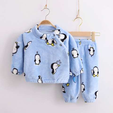 Coral Fleece Kids pijamas Homewear Boys Girls Winter Children Fleece Pajamas Set Warm Flannel Baby Sleepwear Girl Boy ► Photo 1/6