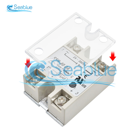 2Pcs/lot Solid State Relay SSR Plastic Cover DC Control AC Single Phase Solid State Relay Safe Shell Case Box Front Cover ► Photo 1/6