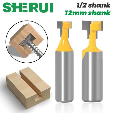 2pc12mm 1/2 inch Shank T-Slot Cutter Router Bit Set Key Hole Bits Hex Bolt T Slotting Milling Cutter for Wood Woodworking Tool ► Photo 1/6