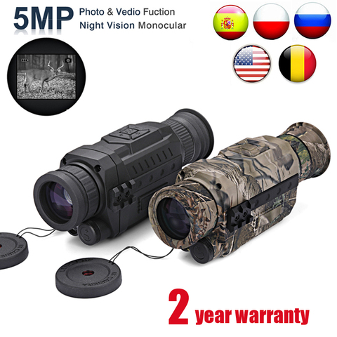 WG540 Infrared Digital Night Vision Monoculars with 8G TF card full dark 5X40 200M range Hunting Monocular Night Vision Optics ► Photo 1/6