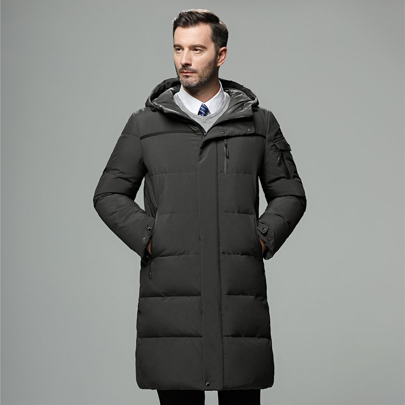 Men Hooded Duck Down Long Padded Jacket Parka Coat Outerwear Overcoat Top Casual