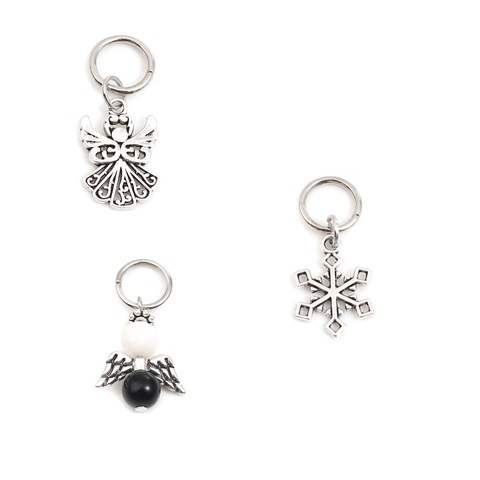 Antique Silver Color Angel Snowflake Knitting Stitch Markers Zinc Based Alloy Crafts Household Knitting Tools, 10 PCs ► Photo 1/4