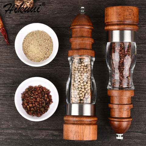 2Pcs/Set 8 inch Spice Pepper Mill Grinder Manual Seasoning Mill Portable Home Kitchen Tools For Cooking Wood +Acrylic ► Photo 1/6