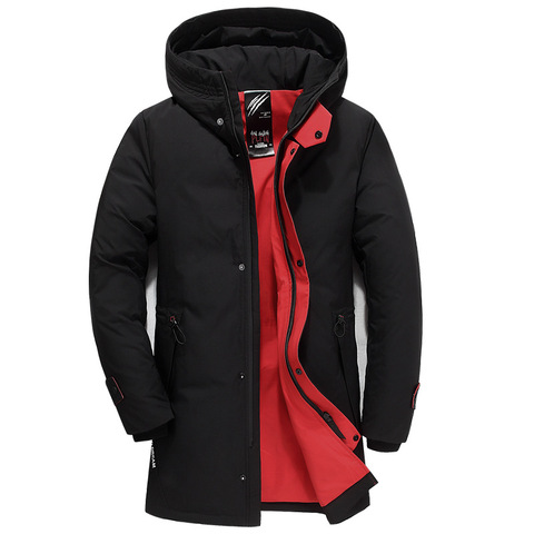 Male 5XL 6XL large size men's casual down jacket 2022 winter new thick warm white duck down long hooded down jacket black red ► Photo 1/5