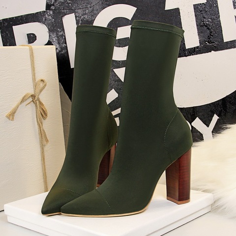 2022 New Socks Boots Fashion Ankle Boots For Women Boots Balck Pointed Toe Elastic Heels Shoes Fetish Autumn Winter Female Shoes ► Photo 1/6