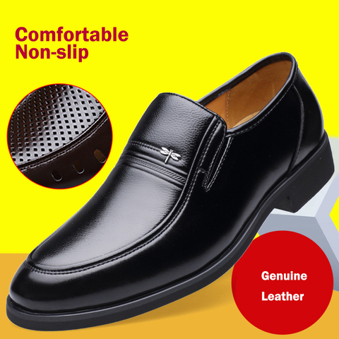 2022 Men Genuine Leather Spring Summer Business Low Top Formal Shoes Men Breathable Hollow Out Casual Shoes Male Big Size 38-47 ► Photo 1/6