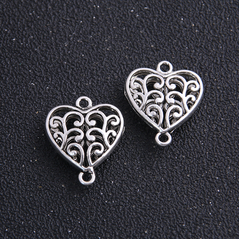 6pcs 21*25mm Antique   Hollow love heart Pendant Connectors Charm DIY Jewelry Finding ► Photo 1/2