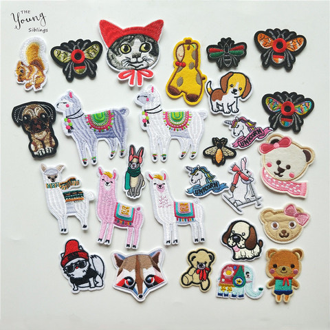 Bee Dog Bear Embroidery patches DIY Children's Clothing Accessories Animal Badge iron on patch Stripes Cartoon Sewing stickers ► Photo 1/5
