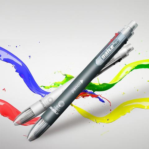 6 in 1 Multicolor Ballpoint Pen Include 5 Colors Ball Pen 1 Automatic Pencil Top Eraser for Marking Writing Office School Supply ► Photo 1/6