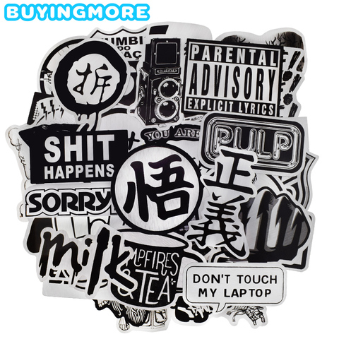 50 PCS Metallic Style Black and White Sticker JDM Punk Graffiti Cool Stickers Toys for DIY Skateboard Laptop Waterproof Stickers ► Photo 1/6
