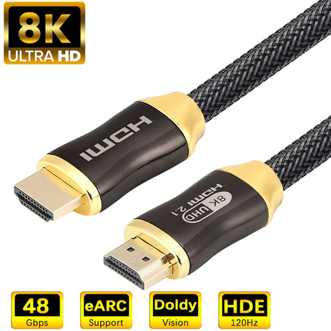 HDMI 2.1 Cable 8K 60Hz 4K 120Hz 48Gbps ARC HDR Video Cord for PS4 PS5 2M