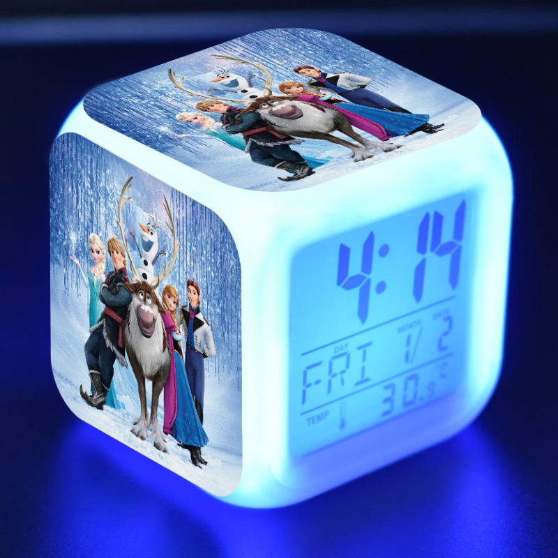 Frozen Princess Elsa Anna Digital Alarm Clock Color Changing LED Christmas Gift 