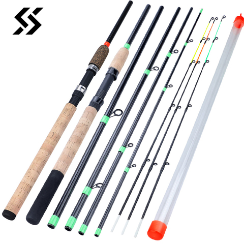 Sougayilang New Feeder Fishing Rod Lengthened Handle 6 Sections Fishing Rod L M H Power Carbon Fiber Travel Rod Fishing Tackle ► Photo 1/6