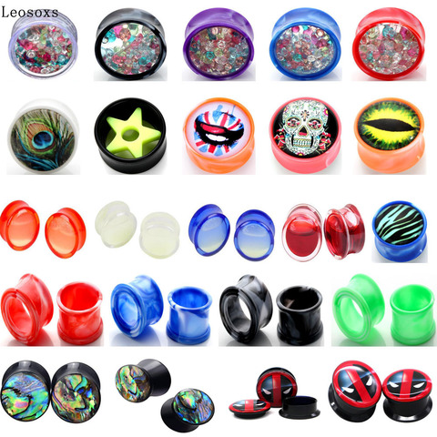 Leosoxs 2pc Acrylic Ear Plugs and Tunnels Piercing Expander 6-26mm Piercing Tunnel Ear Tunnels Stretchers Piercing Jewelry ► Photo 1/6