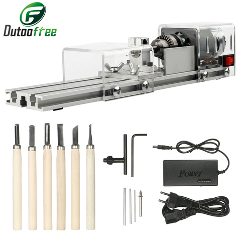 110V-240V Mini Wood Lathe Machine Speed Adjustable Rotary Tool Set Buddha Pearl Lathe Grinding Polishing DIY Woodwork Tool ► Photo 1/6