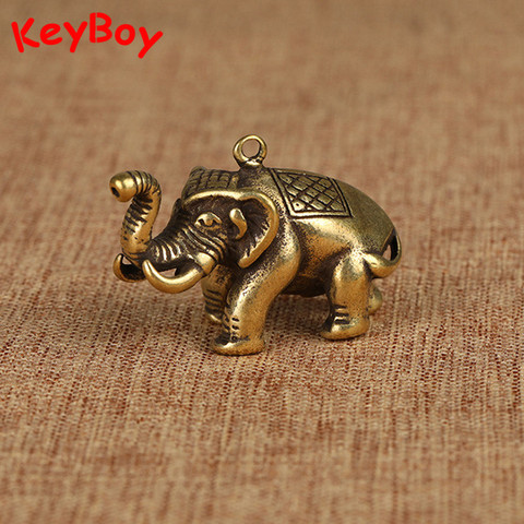 Animal Elephant Ivory Figurines Vintage Brass Keychain Pendant Jewelry Handmade Metal Car Key Chain Ring Backpack Hangings Gifts ► Photo 1/5