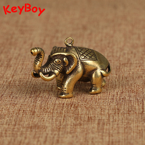 Animal Elephant Ivory Figurines Vintage Brass Keychain Pendant Jewelry Handmade Metal Car Key Chain Ring Backpack Hangings Gifts ► Photo 1/5