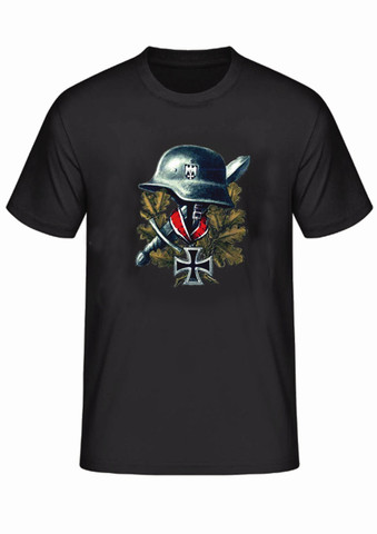 Wehrmacht Stahlhelm Knight's Cross, Sword T-Shirt , Cotton O-Neck Short Sleeve Men's T-Shirt New Size S-3XL ► Photo 1/5