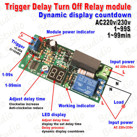 AC 220V 230V LED Display Countdown Timing Timer Delay Turn OFF Time Relay Module ► Photo 1/2