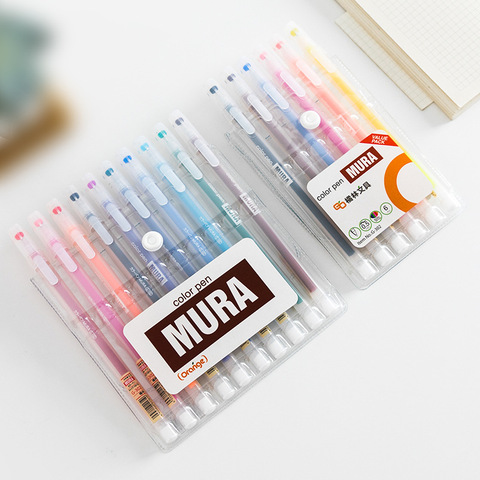 6/10/12 Color Pen Set Transparent MURA Style 0.5mm Ballpoint Gel Ink Roller Ball Pens Marker Liner Drawing Office School A6127 ► Photo 1/6