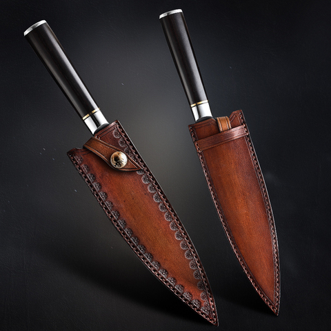 HEZHEN 8'' inch Chef Knife Leather Sheath Handmade Italian First