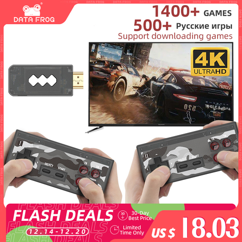 Data Frog USB Wireless Handheld TV Video Game Console Build In 1400 Classic Game 4K 8 Bit Mini Video Console Support HDMI Output ► Photo 1/6