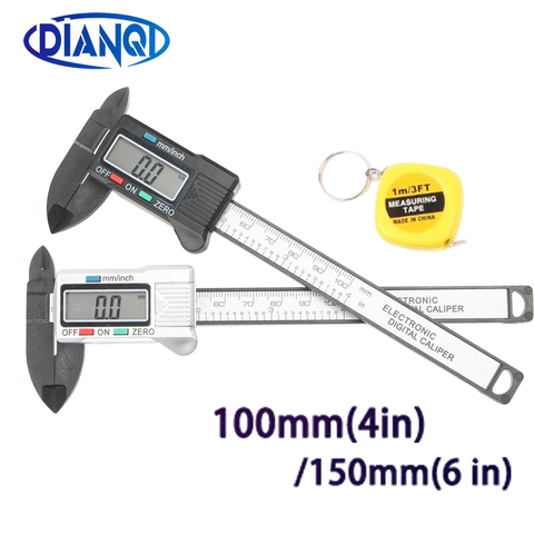 100/150mm 4/6 inch LCD Digital Electronic Carbon Fiber Vernier Caliper Gauge Micrometer Measuring Tool  1m tape measure ► Photo 1/6