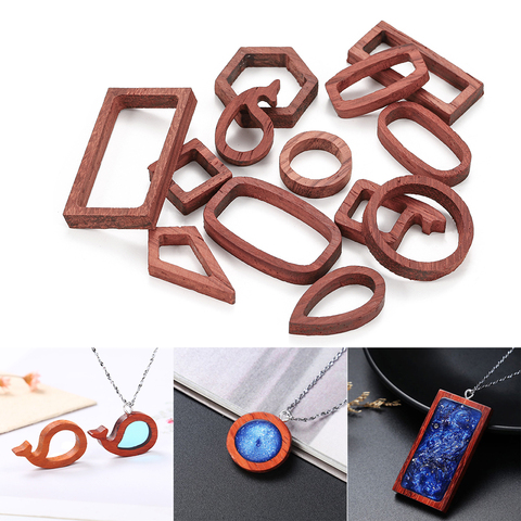 1pcs/lot Geometric Hollow Wood Border Mold Base Care Frame Open Bezel Epoxy Resin Pendant Tray For DIY Jewelry Making Supplies ► Photo 1/6