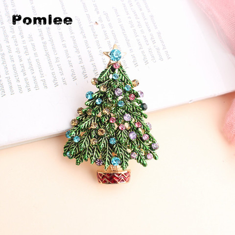 Pomlee New Christmas Tree Brooches for Women Rhinestone Inlay Fashion Jewelry Festival Brooch Good Gift Winter Coat Cap Pin ► Photo 1/1