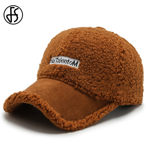 FS Brown Lambswool Teddy Baseball Cap Streetwear Warm Wool Winter Caps For Women Men Snapback Hip Hop Hat Bone Trucker Hats ► Photo 1/6