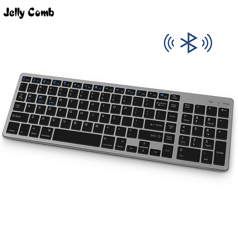 Jelly Comb Slim Wireless Bluetooth Keyboard for Tablet Laptop Smartphone iPad Rechargable Wireless Keyboard with Numeric key ► Photo 1/6