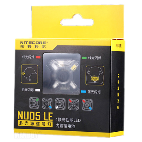 Nitecore NU05 LE Red Green Blue White 4x LEDs Build-in Li-Ion Battery USB cable Rechargeable Mini Signal Headlamp Outdoor Sports ► Photo 1/6