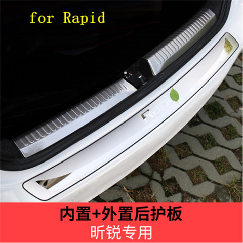Stainless Steel Internal external Rear Bumper Protector Sill Trunk Tread Plate Trim for 2013-2022 Skoda Rapid Car styling ► Photo 1/3