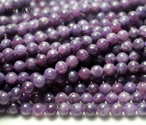 Meihan (2 strands/set) natural 6mm purple Lepidolite smooth round gem stone beads for jewelry making design Christmas gift ► Photo 1/2